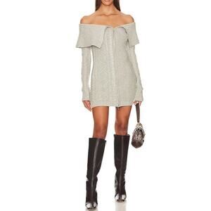 Camila Coelho 'Caelia' Grey Off Shoulder Cable Mini Dress Size XXS